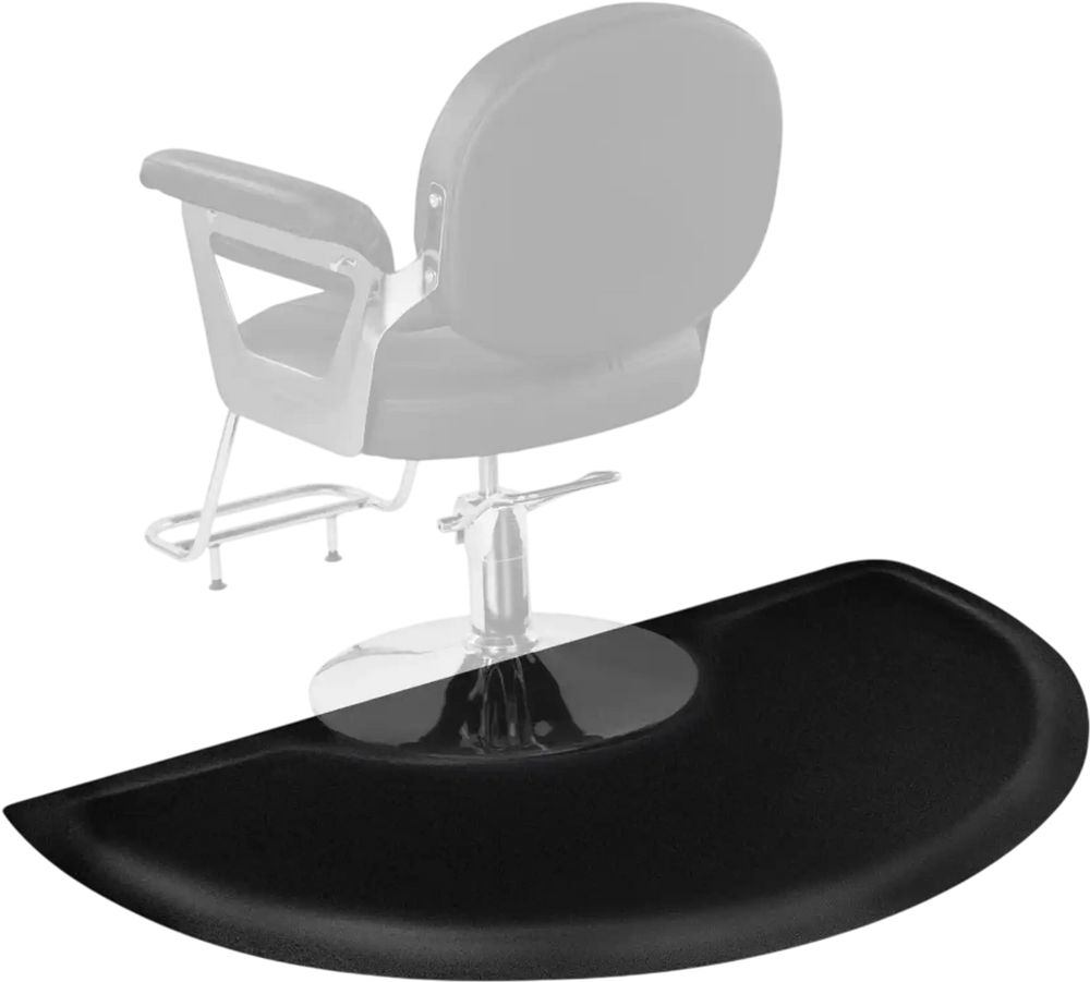VEVOR Salon Mat for Hair Stylist, 3 x 5 FT Semi-circle Salon Chair Mat, 1/2-inch Thickened Anti Fatigue Barber Shop Floor Mat with Round Cut Out, Easy-to-Clean PVC Surface & Anti-Trip Beveled Edges