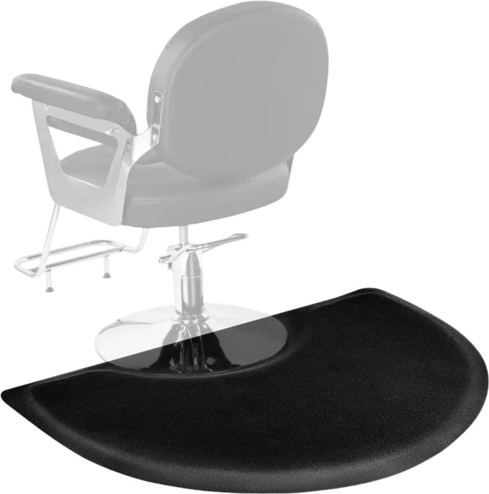 VEVOR Salon Mat for Hair Stylist, 3 x 4 FT Semi-circle Salon Chair Mat, 1/2-inch Thickened Anti Fatigue Barber Shop Floor Mat with Round Cut Out, Easy-to-Clean PVC Surface & Anti-Trip Beveled Edges