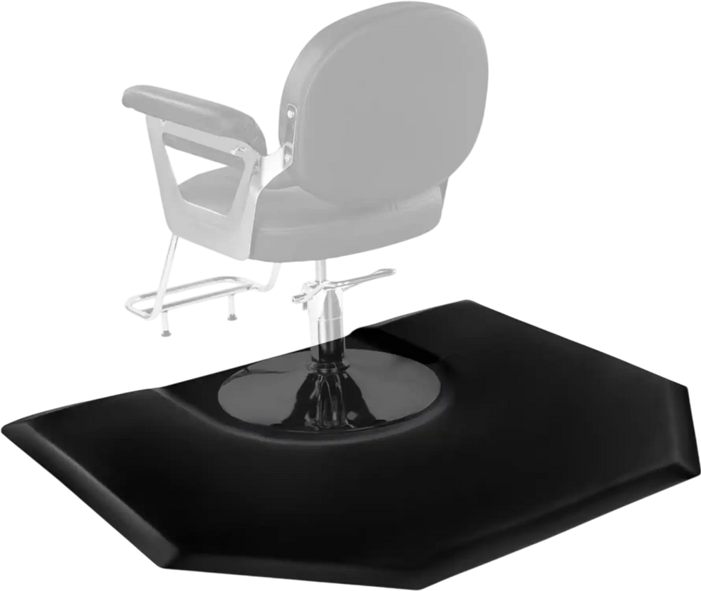 VEVOR Salon Mat for Hair Stylist, 4 x 5 FT Hexagon Salon Chair Mat Anti Fatigue, 1-inch Thickened Barber Shop Floor Mat with Round Cut Out, Easy-to-Clean PVC Surface & Anti-Trip Beveled Edges