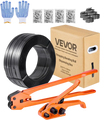 VEVOR Banding Strapping Kit, Heavy Duty Banding Sealer Tool with 2000 ft PET Band, 600 Metal Seals, 200 Corner Protectors, Plastic Pallet Packaging Strapping Kit for Warehouse, Transportation, Home