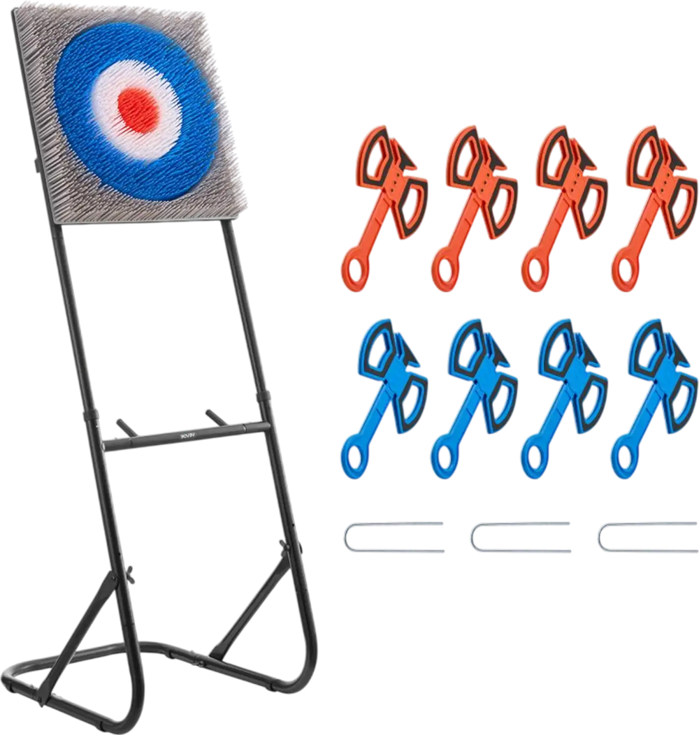 VEVOR Axe Throwing Game, Plastic Bristle Target with 8 Throwing Axes Set, Foldable Steel Frame, Easy to Store, Stable Placement for Indoor and Outdoor, Backyard, Yard and Carnival Games, Adults Kids