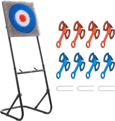 VEVOR Axe Throwing Game, Plastic Bristle Target with 8 Throwing Axes Set, Foldable Steel Frame, Easy to Store, Stable Placement for Indoor and Outdoor, Backyard, Yard and Carnival Games, Adults Kids