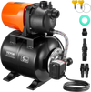 VEVOR 1 HP Shallow Well Pump with Pressure Tank, 1000 GPH/3700 L/H, Automatic Irrigation Water Booster Pump with 164 ft Lift 20/40 PSI Pressure Switch, Thermoplastic Pump Head for Home Garden Lawn