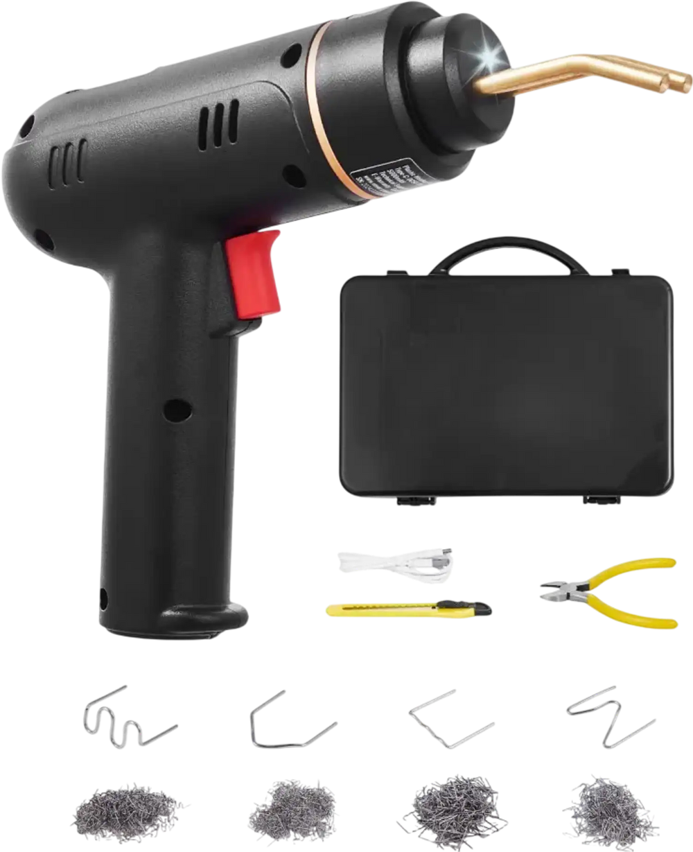 VEVOR Cordless Plastic Welder, 120W Plastic Welding Gun with 400PCS 4 Types Hot Staples, Rechargeable Hot Staple Welding Gun, Plastic Car Bumper Repair Kit for Kayak, Toys, Plastic Crack Repair