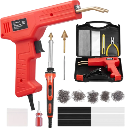 VEVOR Plastic Welder Kit Deluxe, 100W Plastic Welding Gun + 60 W/100W Soldering Iron, Professional Plastic Repair Welding Tool with 1000PCS Hot Staples & 60 Rods for Car Bumper Kayak Electronics Toys