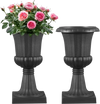 VEVOR Plastic Urn Planters, 9.8 x 16.5 Inch, 2 Pack Black Classic Flower Pots Front Porch Planters, Indoor & Outdoor Vase for Wedding, Party, Event, Home, Stage, Garden, Balcony, Patio Decoration