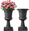 VEVOR Plastic Urn Planters, 15.8 x 26.4 Inch, 2 Pack Black Classic Flower Pots Front Porch Planters, Indoor & Outdoor Vase for Wedding, Party, Event, Home, Stage, Garden, Balcony, Patio Decoration