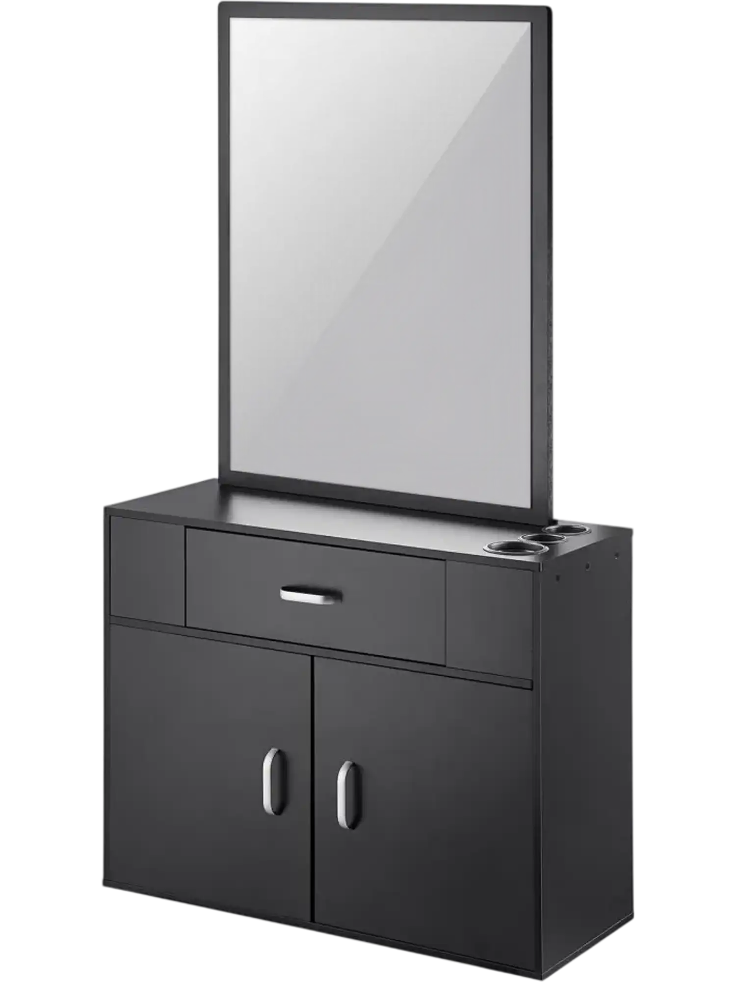 Vevor Salon Station Wall-Mounted Organizer with Mirror Double-Door Cabinet and Drawer Black New