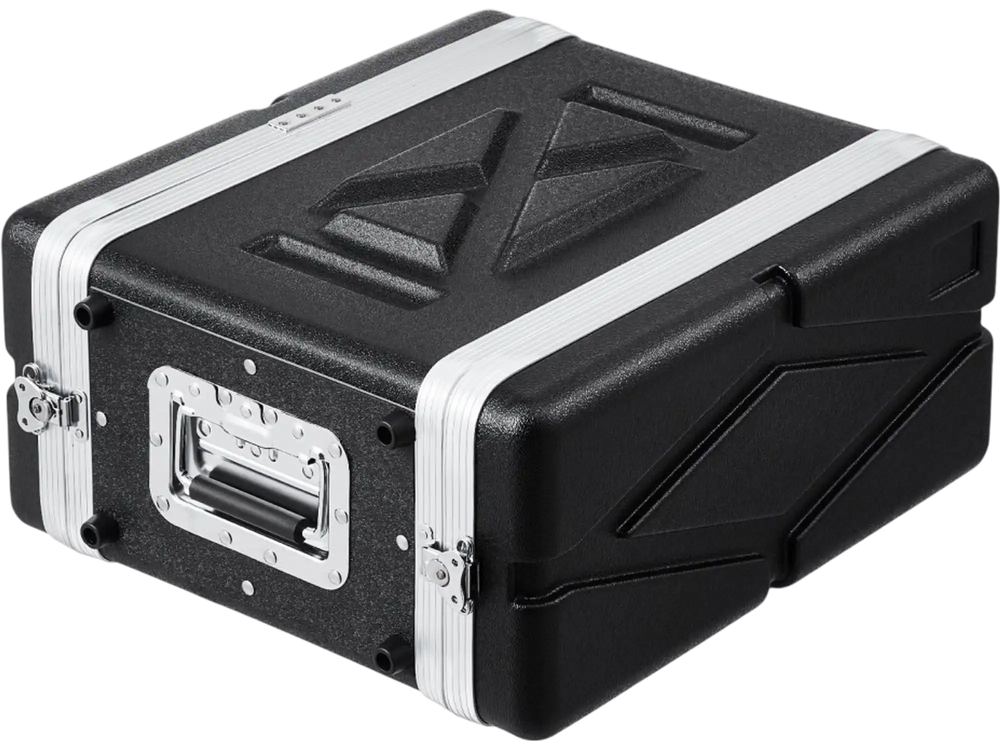 VEVOR 4U Rack Case, Standard 14 in Depth, Server Rack Cabinet with ABS Construction Handle Heavy-Duty Twist Butterfly Latches, Detachable Front & Back Panels, for Amps, Mixers, Microphone Receivers