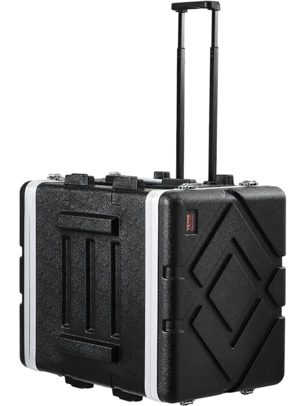 VEVOR 8U Rack Case, Standard 19 in Depth, Server Rack Cabinet with ABS Construction Wheels Heavy-Duty Twist Butterfly Latches, Detachable Front & Back Panels, for Amps, Mixers, Microphone Receivers