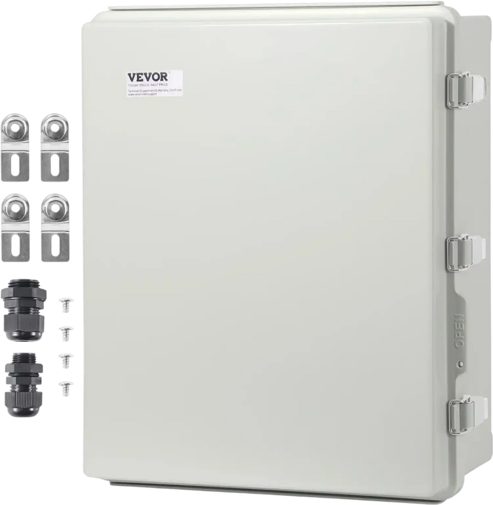VEVOR Outdoor Electrical Junction Box, 20.87 x 16.92 x 7.87 in, ABS Plastic Electrical Enclosure Box with Hinged Cover Stainless Steel Latch, IP67 Dustproof Waterproof for Outdoor Electrical Projects