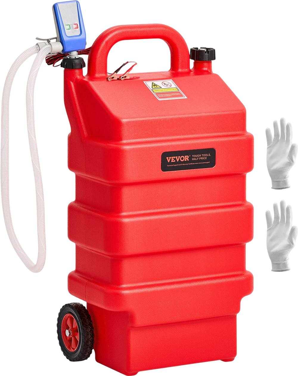 VEVOR Fuel Caddy, 16 Gallon, Portable Fuel Tank with 12V DC 2.5 GPM Electric Fuel Transfer Pump, 4 ft Delivery Hose & Auto-Stop Sensor Nozzle, Tank Adapters, Suitable for Diesel & Gasoline, Red