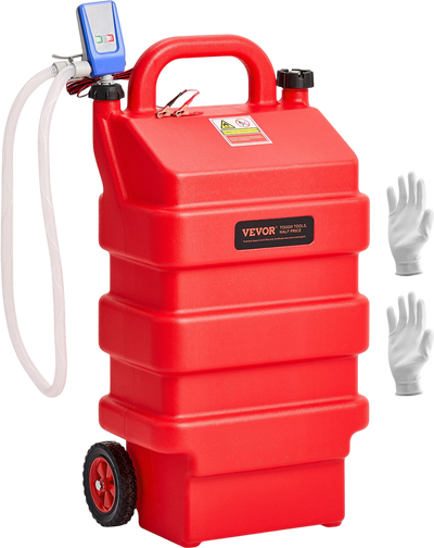 VEVOR Fuel Caddy, 16 Gallon, Portable Fuel Tank with 12V DC 2.5 GPM Electric Fuel Transfer Pump, 4 ft Delivery Hose & Auto-Stop Sensor Nozzle, Tank Adapters, Suitable for Diesel & Gasoline, Red