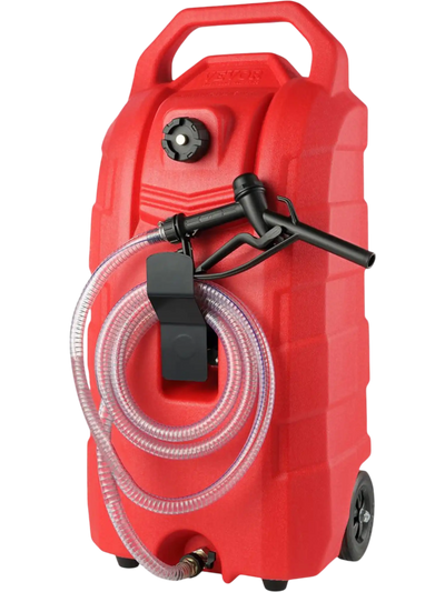 Vevor Fuel Caddy 16 Gallon Portable Gas Storage Tank with Hand Pump and Rubber Wheels New