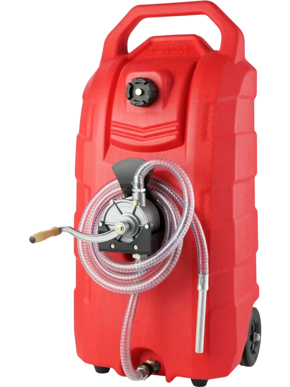 VEVOR 16 Gallon Fuel Caddy, 7.8 L/min, Portable Gas Storage Tank Container with Hand Pump Rubber Wheels, Fuel Transfer Storage Tank for Gasoline Diesel Machine Oil Car Mowers Tractor Boat Motorcycle