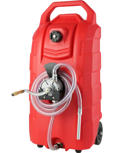 Vevor Fuel Caddy 16 Gallon Portable Gas Storage Tank with Hand Pump and Rubber Wheels New