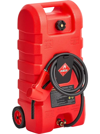 VEVOR Fuel Caddy, 15 Gallon, Portable Fuel Tank with Gravity & Hand Pump Modes, Fuel Tank Container with Wheels, 10 ft Delivery Hose & Manual Pump, Gas Caddy for Motorboats, ATVs, Gasoline & Diesel