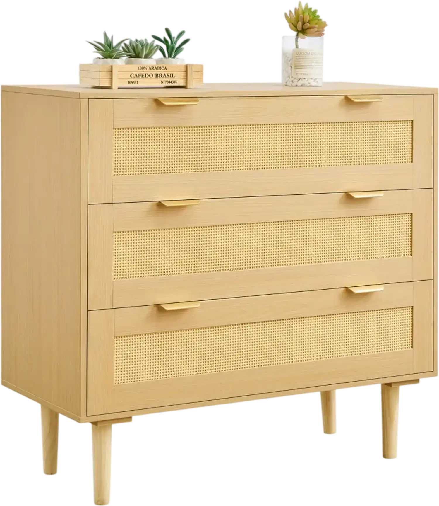 Vevor Dresser 3 Drawer Rattan Chest New