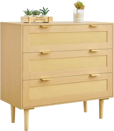 Vevor Dresser 3 Drawer Rattan Chest New