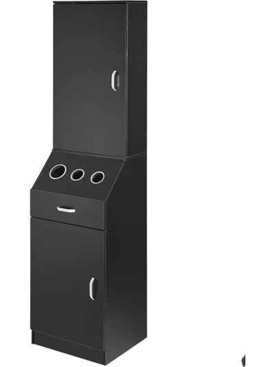 Vevor Salon Station Organizer Cabinet with 3 Dryer Holders and Drawer Black New