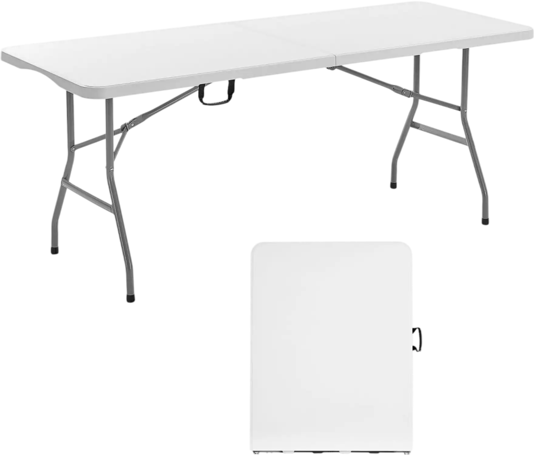 Vevor Folding Table 6' Heavy Duty Portable Fold-in-Half Utility Table with Handle White New