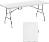VEVOR Folding Table, 6 Ft Heavy Duty Portable Fold-in-Half Utility Table, Indoor Outdoor Plastic Rectangle Table with Built in Handle, for Party, Dining, Wedding, Events, Picnic, Camping, White