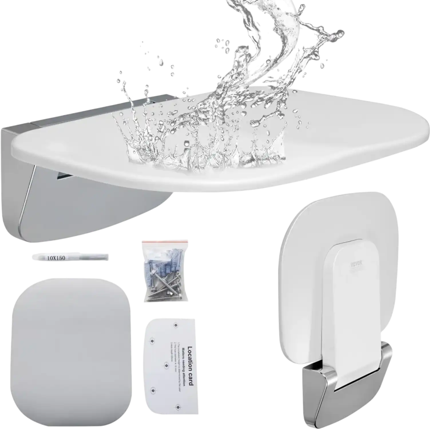 Vevor Shower Seat Wall-Mounted Folding Bench 13.6