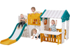 VEVOR Outdoor Playhouse Versatile Toddler Playground Open Play Structure, for Aged 1+, with Slide, Basketball, Telescope, Steering Wheel, Crawling Tunnel, Sales Window, Toddler Playset, HDPE Plastic