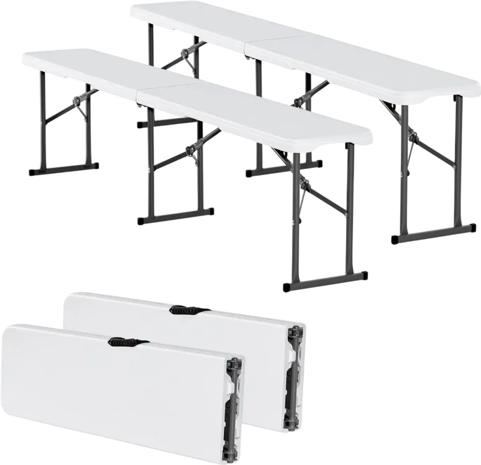 Vevor Folding Bench 6' Portable Outdoor Picnic Camping 2-Pack White New
