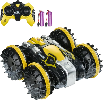 Vevor RC Car Boat Amphibious Remote Control 2.4GHz 4WD Waterproof Stunt Toy Yellow New