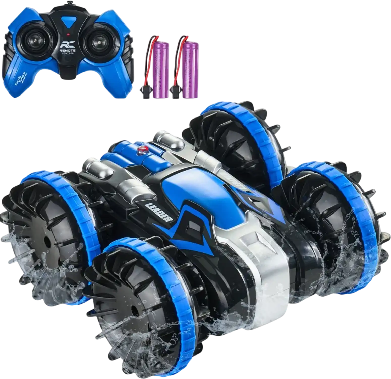 Vevor RC Car Boat Amphibious Remote Control Stunt Car Blue New