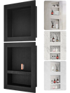 VEVOR Shower Niche Ready for Tile 16" x 16" & 16" x 20", Triple Shelf Organizer, Square Corners Wall-inserted Niche Recessed, Sealed Protection Modern Soap Storage Niche for Shower Bathroom, Black
