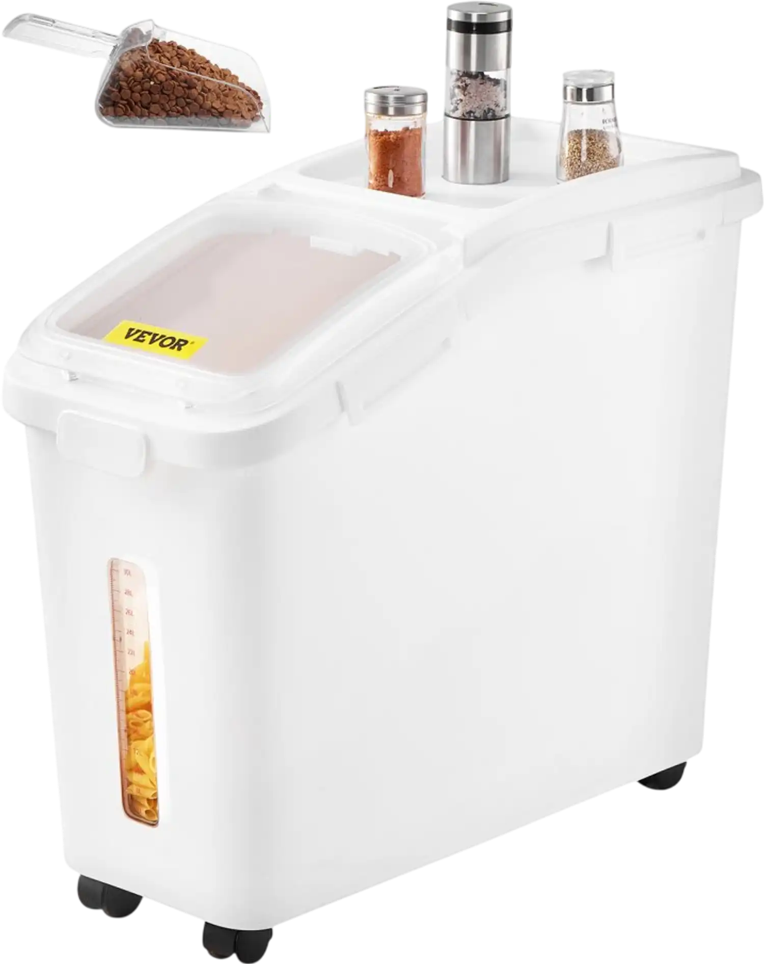 Vevor Ingredient Bin 11.4 Gallon Mobile Storage Container White New