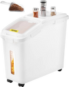 VEVOR Rice Storage Container, 11.4Gallon/50L Capacity Large Dog Food Dispenser Bin, Kitchen Ingredient Grain Cereal Flour Bin, Pet food Containers with Wheels, Scoop, Scale Line, Airtight Lid, 1 Pack