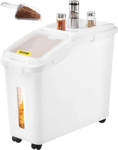 Vevor Ingredient Bin 11.4 Gallon Mobile Storage Container White New