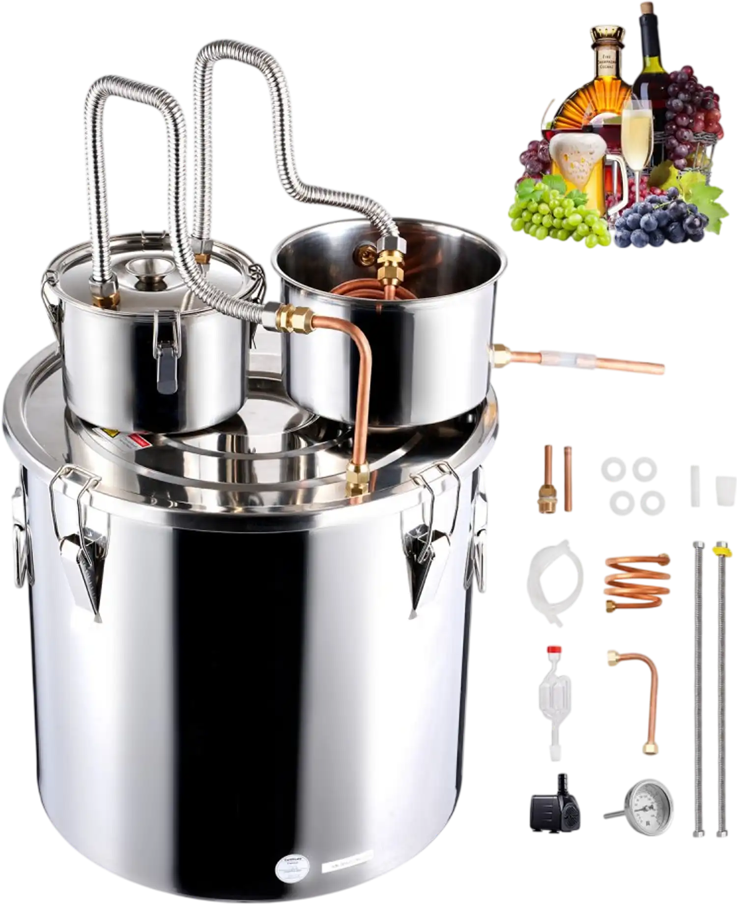 Vevor Alcohol Still 13.2 Gal Dual Condenser Distiller Kit New
