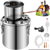 VEVOR Alcohol Still, 3 Gal / 11.4 L Stainless Steel Water Alcohol Distiller with Coil Cooling, Home Brewing Refining Fermentation Kit with Dual Display Thermometer, for Wine Whisky Brandy, Silver