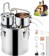 VEVOR Alcohol Still, 8 Gal / 30 L Stainless Steel Water Alcohol Distiller with Copper Coil for Fast Cooling, Dual Condenser Distiller Kit with Secondary Distillation, for Wine Whisky Brandy, Silver