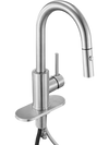 VEVOR Single Handle Sink Faucet, Brushed Nickel Kitchen Faucet with Pull Down Sprayer, Suitable for Bathroom, RV, Bar Sink, Public Restroom, Stream & Spray Dual Water Flow Modes, Leak-Proof Valve