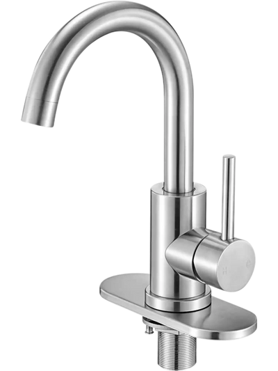 VEVOR Single Handle Sink Faucet, Kitchen Faucet Brushed Nickel Single Handle, Kitchen Water Faucets with Anti-Splash Aerator, Suitable for Bathroom, RV, Bar Sink, Public Restroom, High Arc Spout