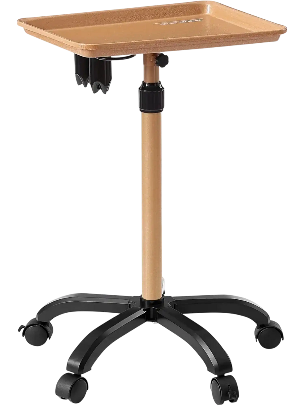 VEVOR Salon Tray Cart, 30"-43" Height Adjustable Rolling Salon Tray, Cold-rolled Plate Tattoo Tray with 5 Wheels (2 Lockable) for SPA Barber Clinic, Gold & Black