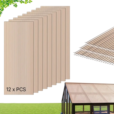 VEVOR Roof Panels, 12Pcs Polycarbonate Roofing Panels Double Layer, High Impact Corrugated Plastic Greenhouse Replacement Cover, Waterproof for Gazebos, Chicken Coops, Home, Garden (5' x 2' x 0.24