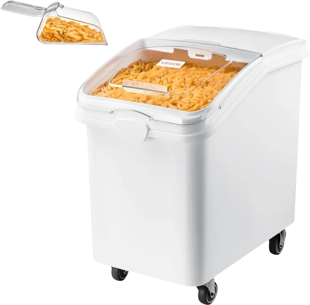 VEVOR Rice Storage Container 198 lbs/31.7 Gallons Dog Food Dispenser Bin, for Kitchen Pantry, 120L Large Grain Cereal Flour Ingredient Storage Bin, Pet Food Container with Wheels, Scoop, Slide Lid