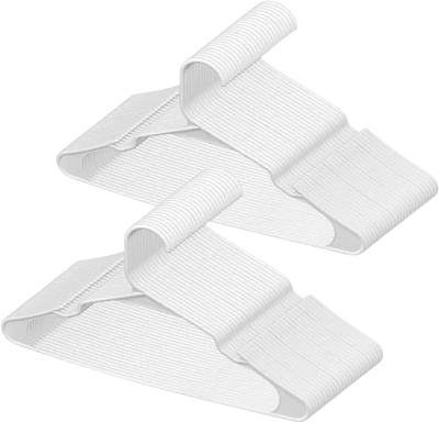 VEVOR Hangers, 0.2 in Ultra-Thin, 50 Pack White Plastic Hangers with Stable Triangular Top Structure & Wider Notch Design , Non-Slip Space Saving Hangers, Fit for T-Shirt, Shirt, Sling & Pant