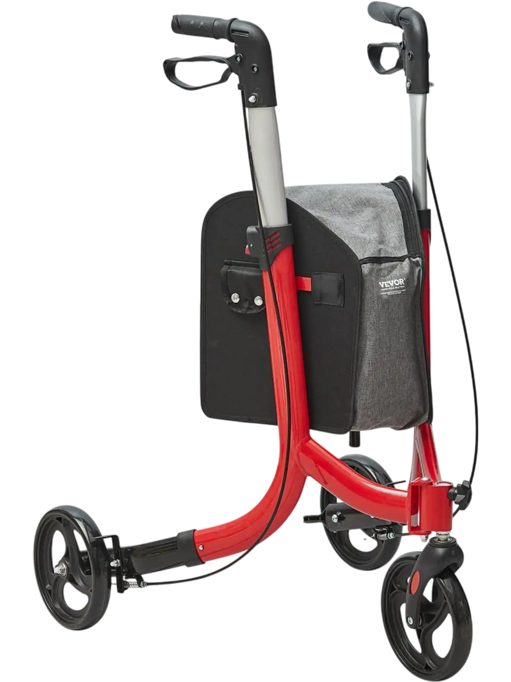 VEVOR 3 Wheels Rollator Walker for Seniors, Lightweight Aluminum Foldable Rolling Walker with Adjustable Handle, Outdoor Trio Mobility Walker with Large Wheels & Spacious Storage Bag, 260LBS Capacity