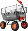 VEVOR Garden Dump Cart, 1200 lbs Poly Dump Cart, Garden Carts Dumps Wagon with Storage Fence, 2-in-1 Convertible Handle, 90° Quick-Dumps Mechanism, 180° Swivel Wheels, Yard Wagon for Plants, Soil