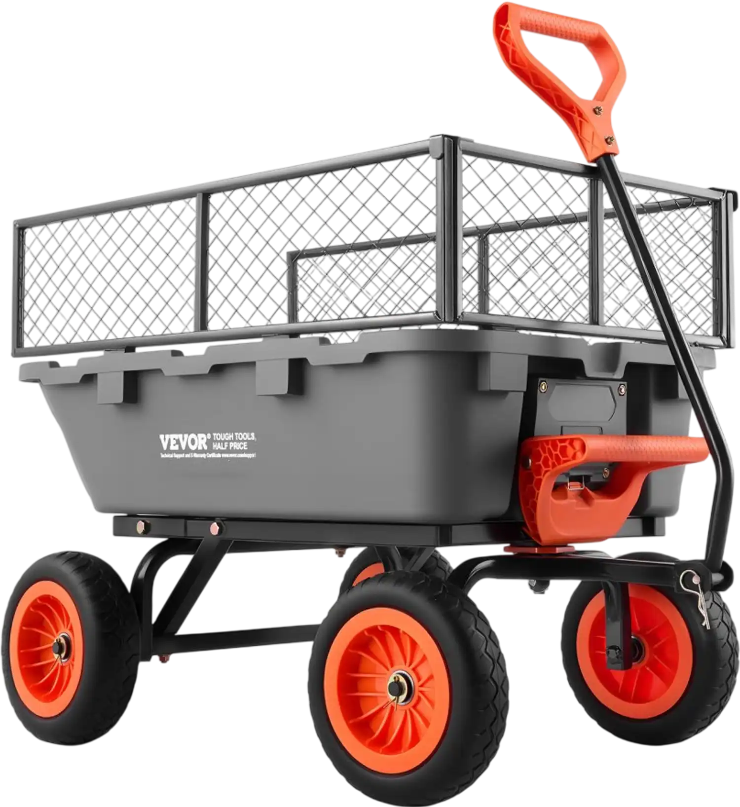Vevor Garden Cart 800 lbs Poly Dump Wagon with Storage Fence New