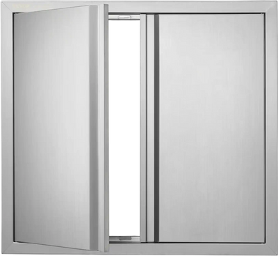 VEVOR BBQ Access Door, 26W x 24H Inch Double Outdoor Kitchen Door, Stainless Steel Flush Mount Door, Wall Vertical Door with Recessed Handles , for BBQ Island, Grilling Station, Outside Cabinet