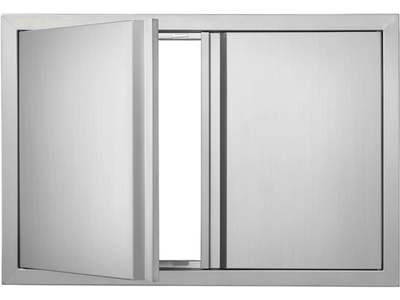 VEVOR BBQ Access Door, 28W x 19H Inch Double Outdoor Kitchen Door, Stainless Steel Flush Mount Door, Wall Vertical Door with Recessed Handles , for BBQ Island, Grilling Station, Outside Cabinet
