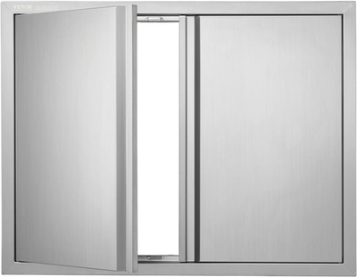 VEVOR BBQ Access Door, 31W x 24H Inch Double Outdoor Kitchen Door, Stainless Steel Flush Mount Door, Wall Vertical Door with Recessed Handles , for BBQ Island, Grilling Station, Outside Cabinet